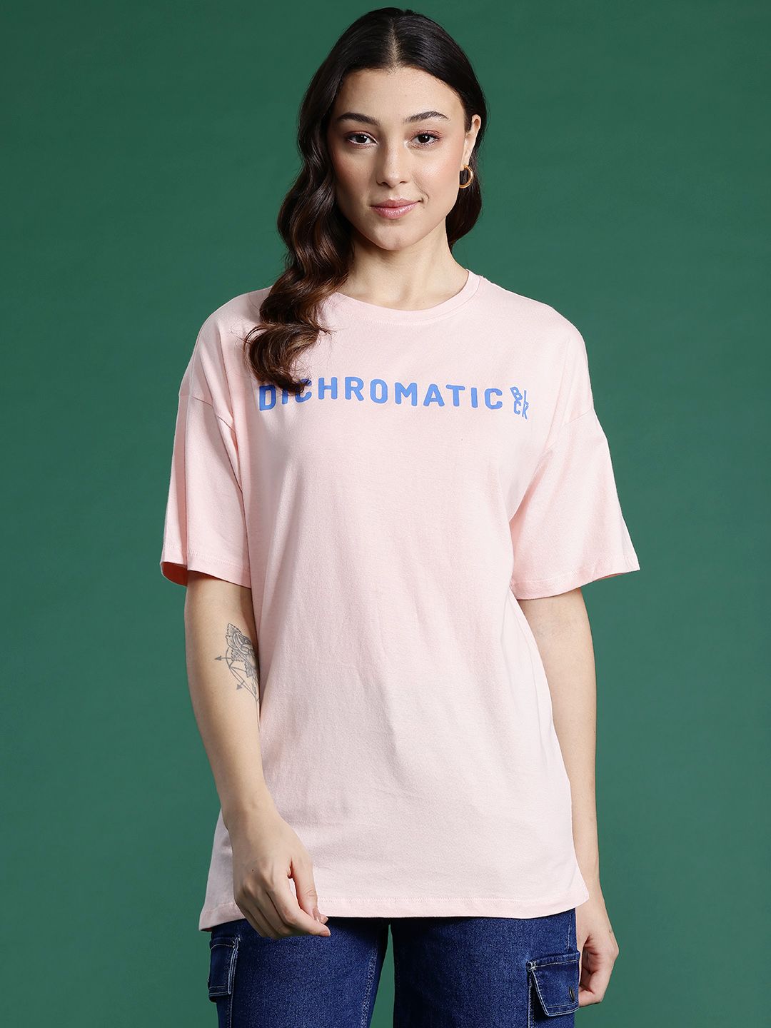 DressBerry Women Printed Drop-Shoulder Sleeves T-shirt