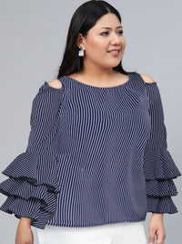Tokyo Talkies Women Navy Blue & White Striped Top