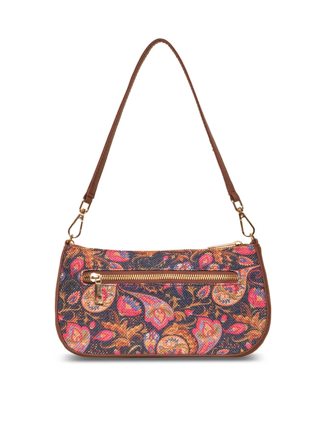 ZOUK Ethnic Motifs Printed Structured Baguette Bag Handbags