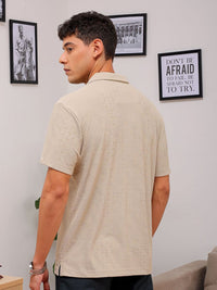 The Indian Garage Co Men Slim Fit Textured Terry Knit Resortwear Shirt