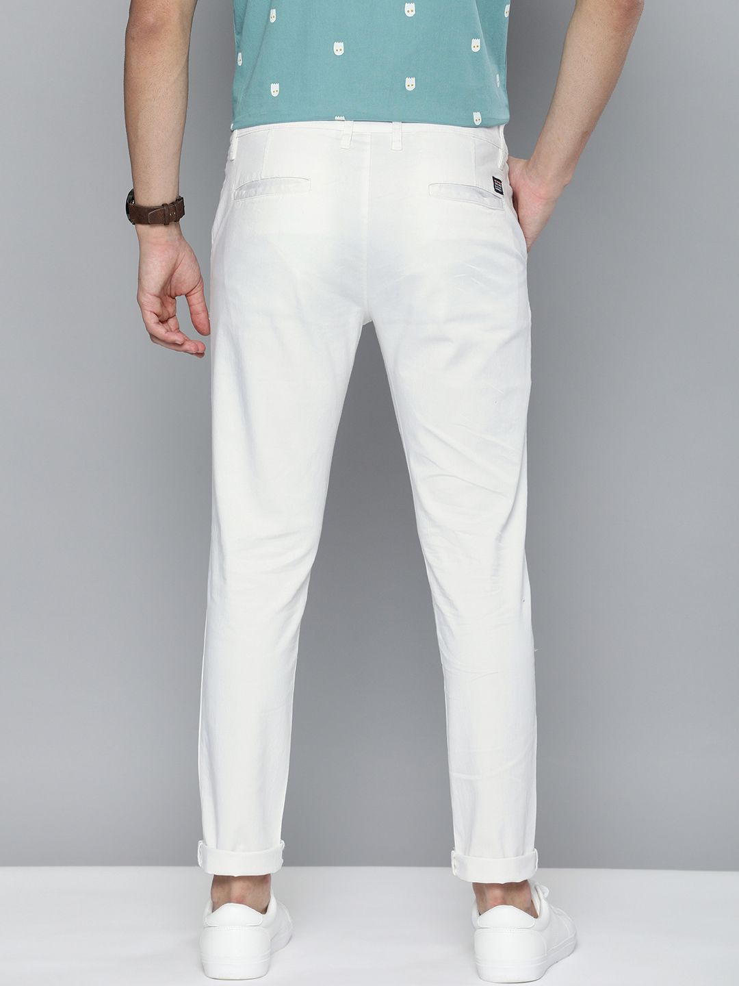 The Indian Garage Co Men White Slim Fit Trousers