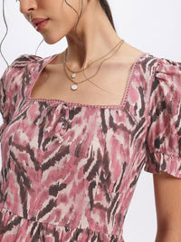 DressBerry Lacey Love Tie-Up Back Printed A-Line Mini Dress