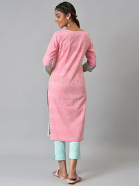 AURELIA Women Pink & Blue Colourblocked Gotta Patti Kurta