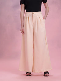 DressBerry Women Textured High-Rise Pleated Wide-Leg Trousers