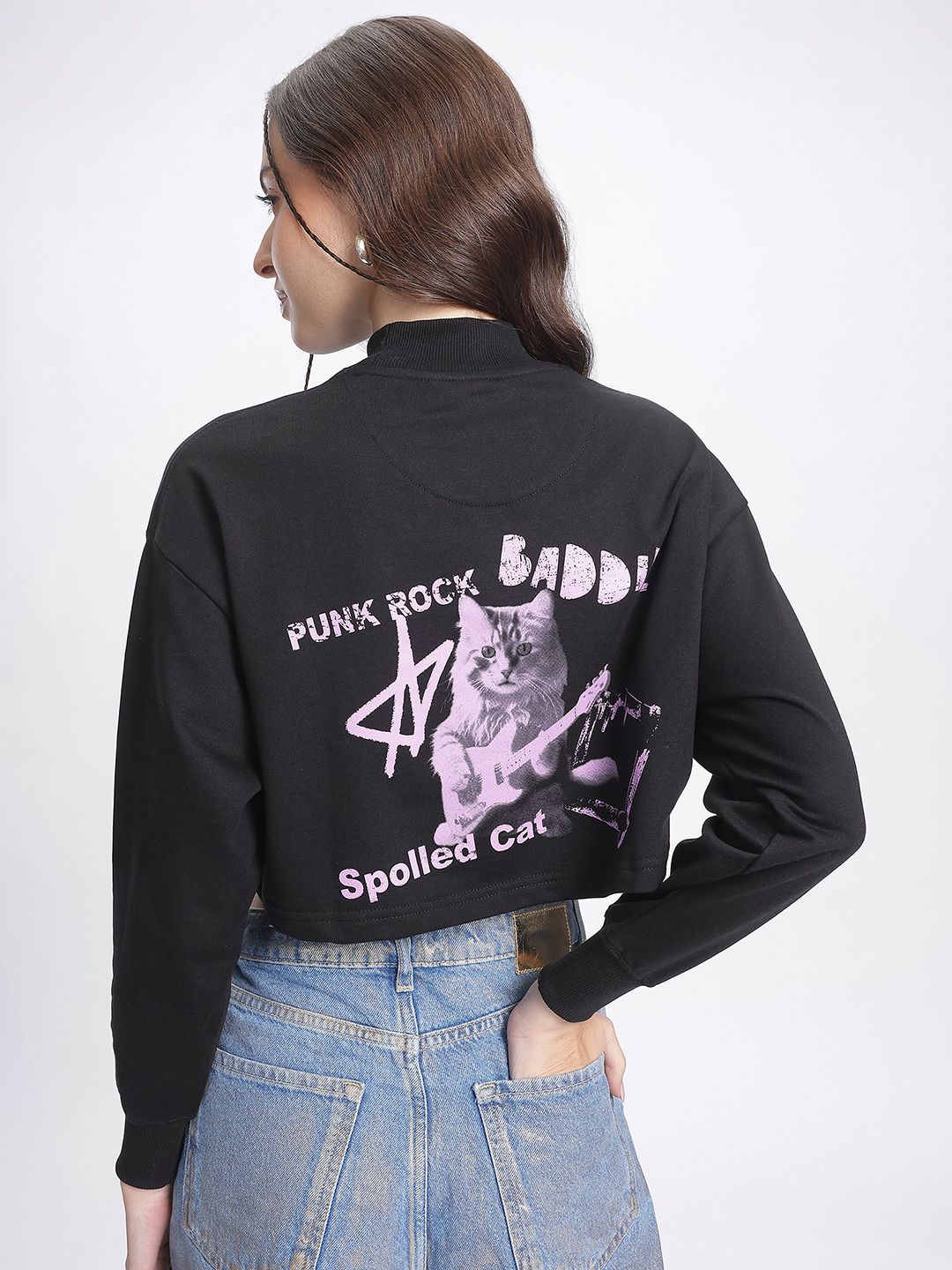 DressBerry Printed Crop Sweatshirt