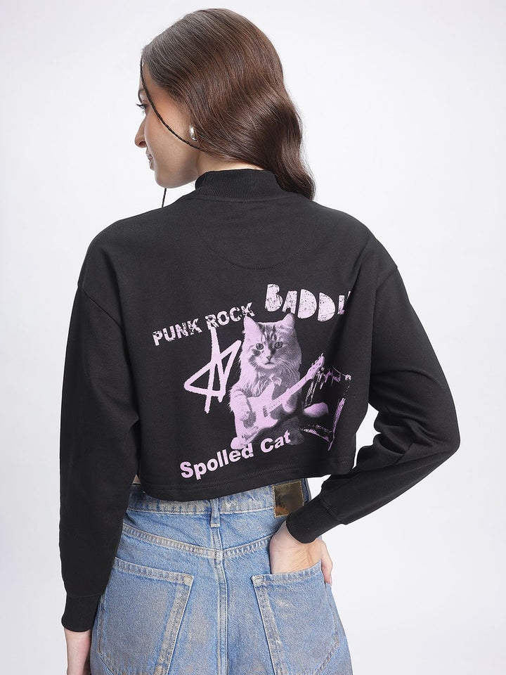 DressBerry Printed Crop Sweatshirt