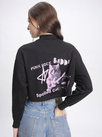 DressBerry Printed Crop Sweatshirt