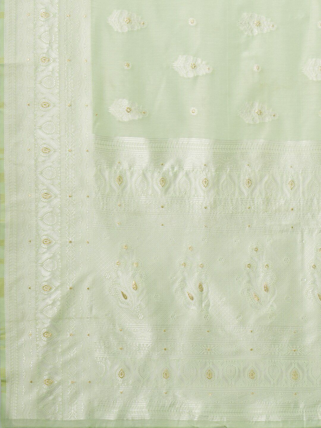 Saree mall Green Woven Design Silk Cotton Banarasi Sarees