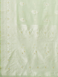 Saree mall Green Woven Design Silk Cotton Banarasi Sarees