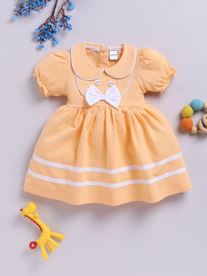Moms Love Infant Girls Peter Pan Collar Puff Sleeve Fit & Flare Dress