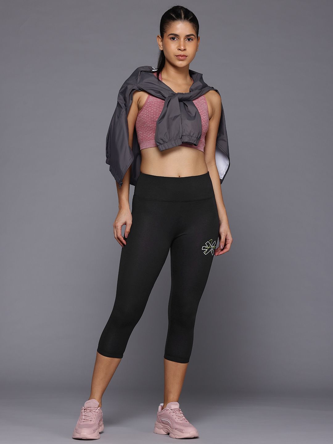 HRX by Hrithik Roshan Women Brand Logo Print Detail Three-Fourth Lifestyle Tights