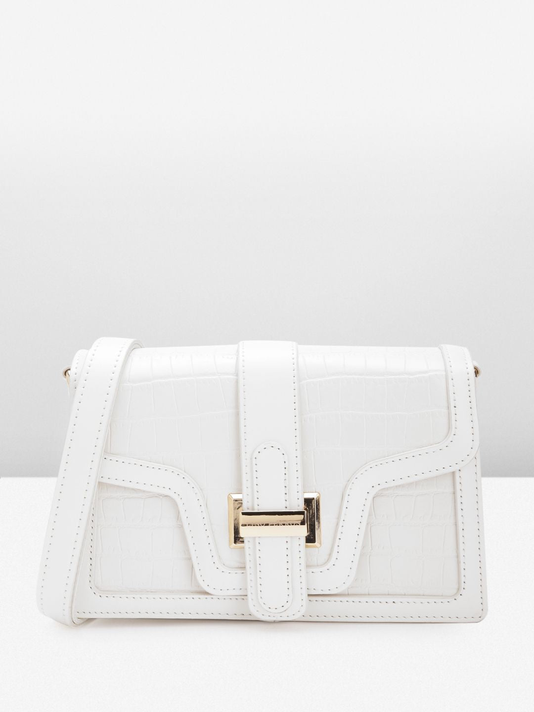 Lino Perros Croc-Textured Structured Sling Bag