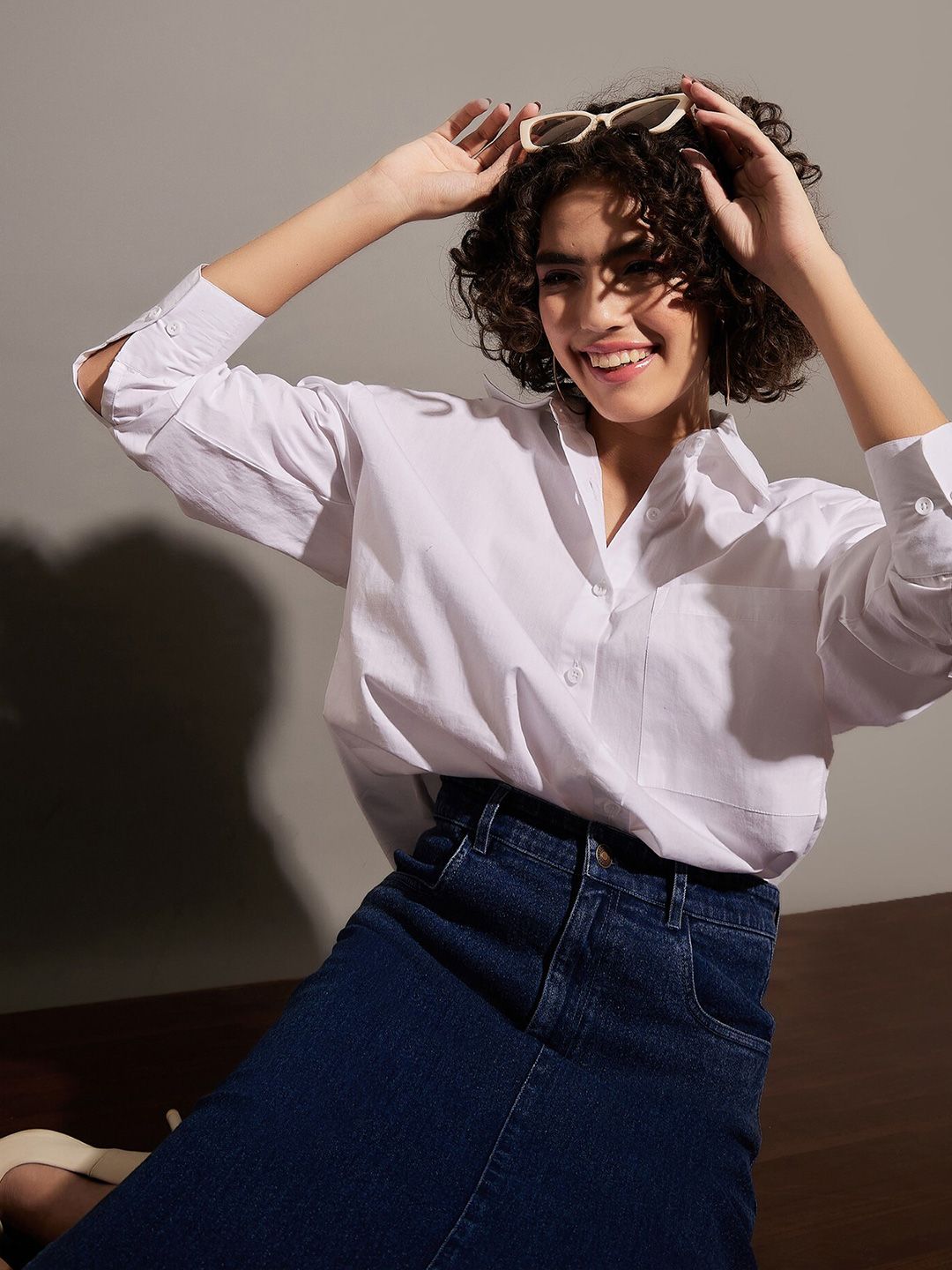 SASSAFRAS White Oversize Pure Cotton Casual Shirt