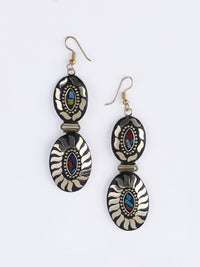 PANASH Gold Plated Contemporary Stone Studded Drop Earrings