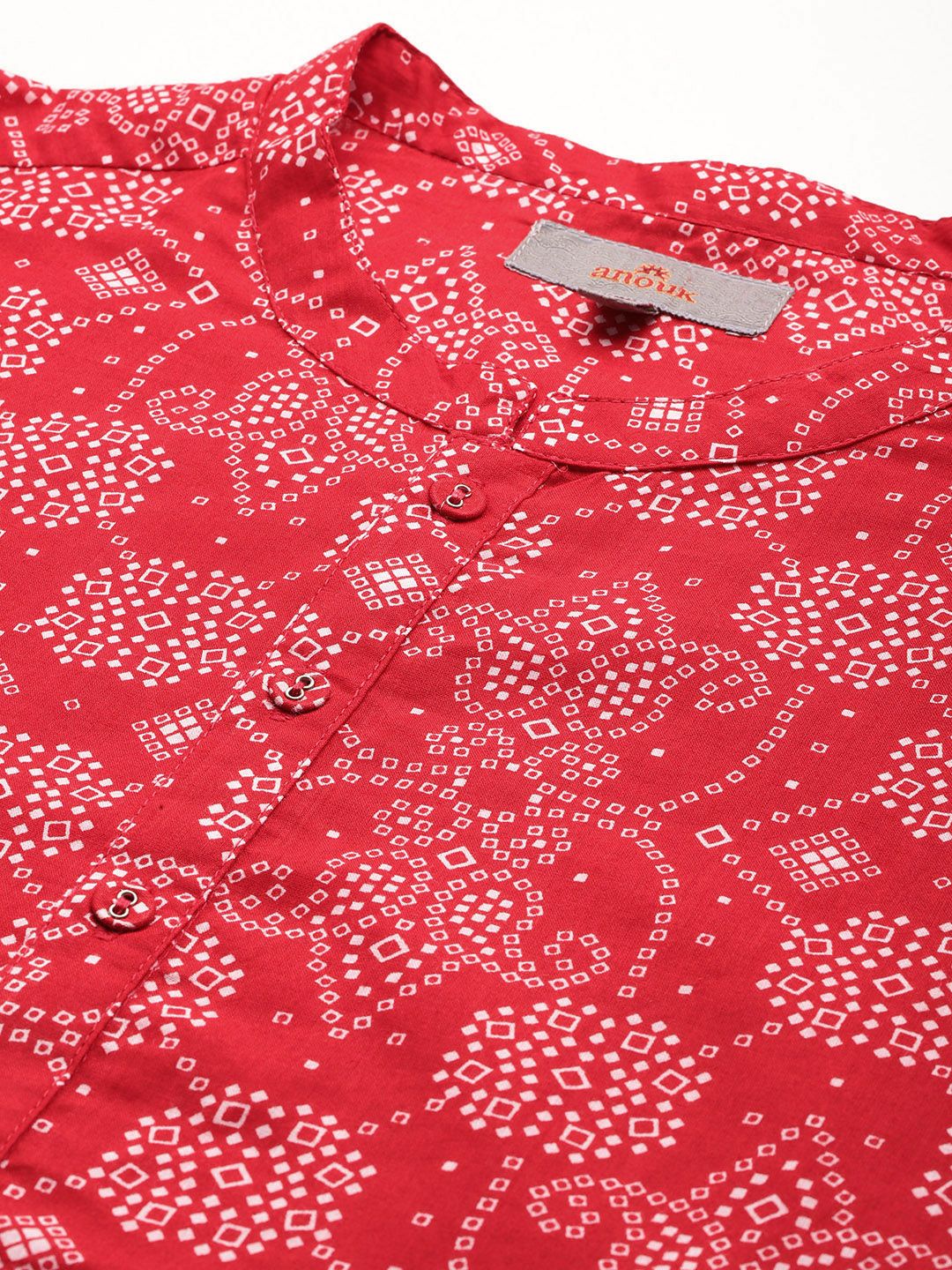 Anouk Bandhani Printed Regular Pure Cotton Kurta with Trousers