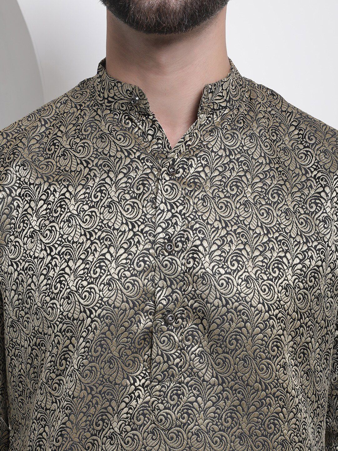 SOJANYA Ethnic Motifs Woven Design Mandarin Collar Straight Kurta
