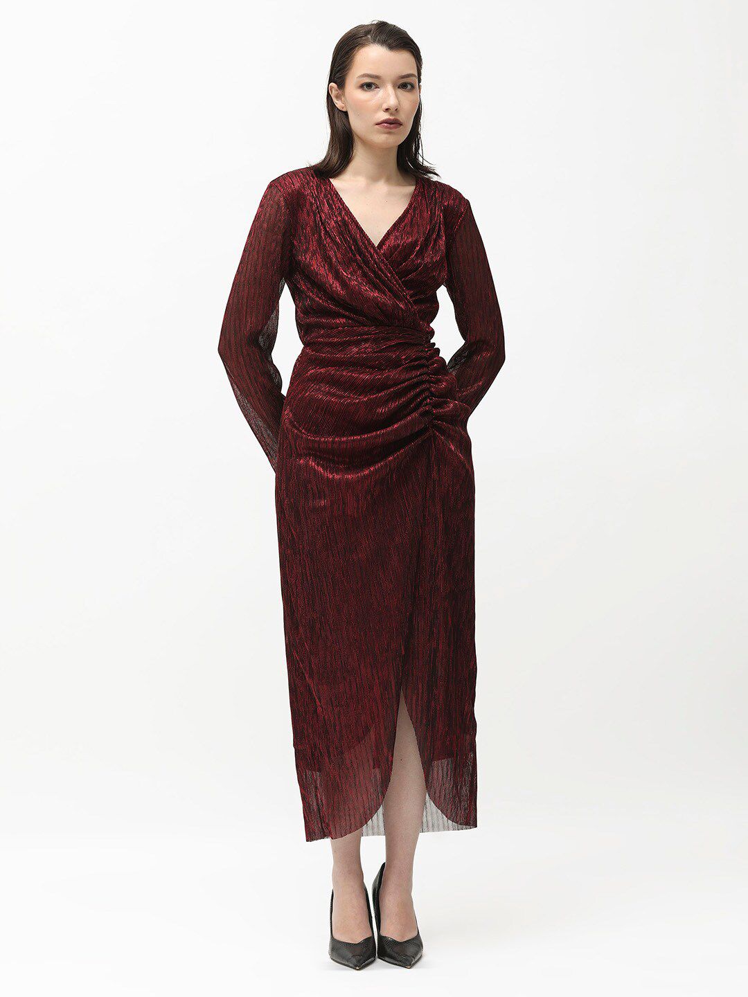 RAREISM Embellished V-Neck Midi Sheath Dress