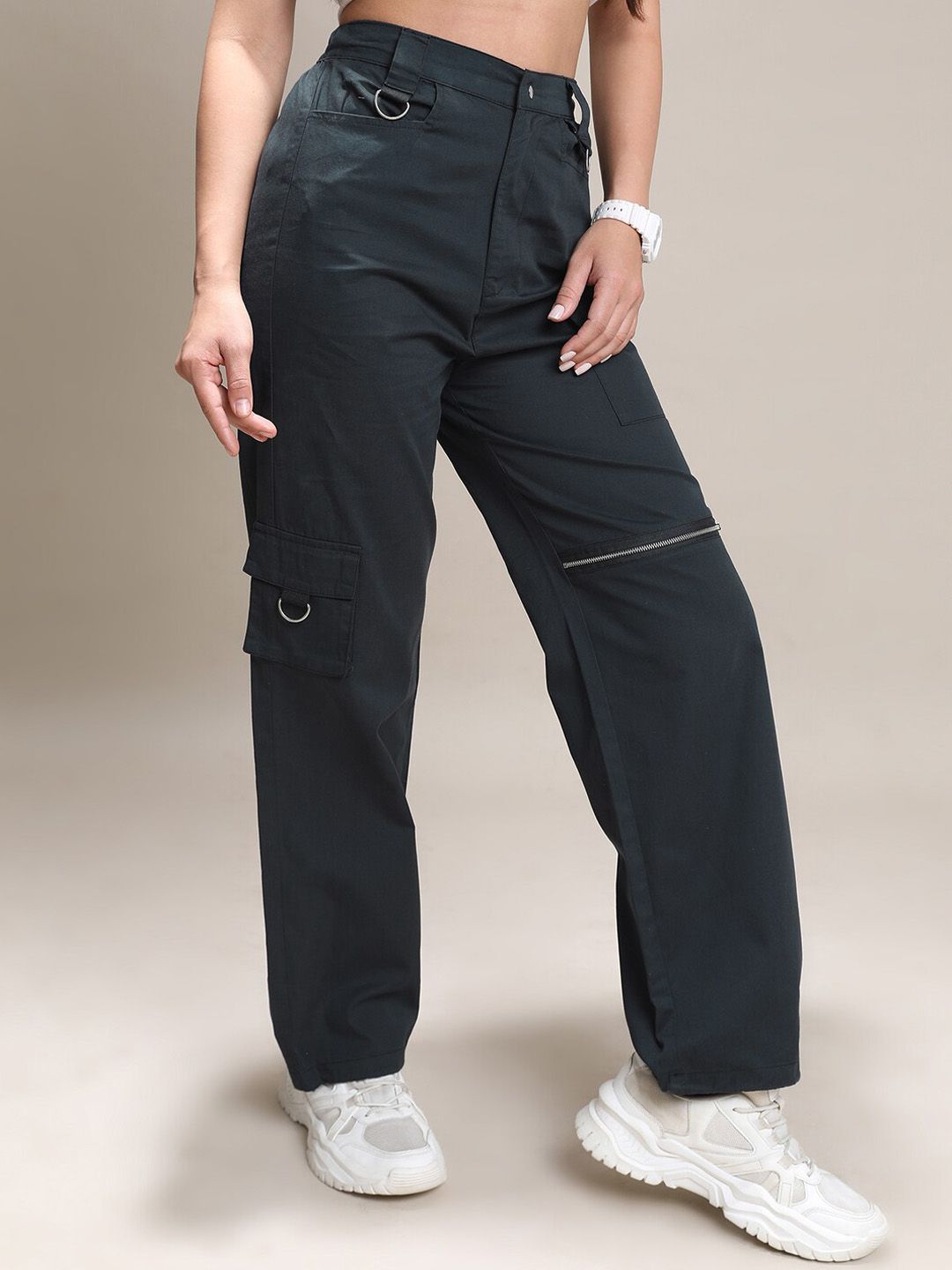 Tokyo Talkies Women High-Rise Cargos Trousers