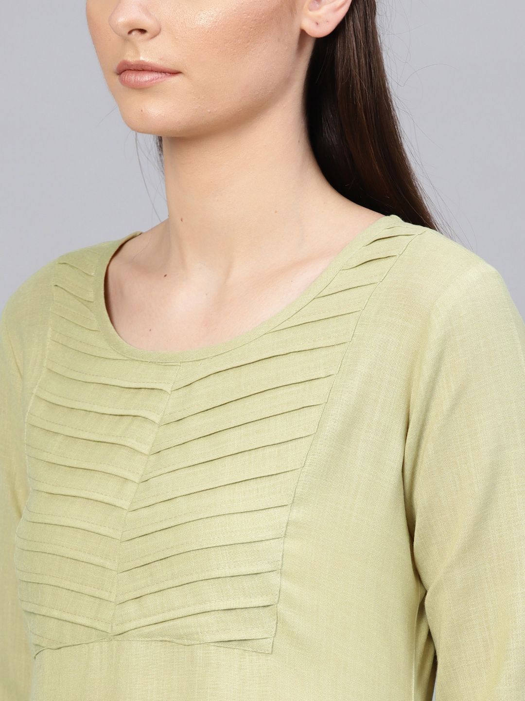 SOJANYA Kurta Lurus Pepejal Hijau Wanita