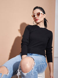 SASSAFRAS BASICS Ribbed Long Sleeves Cotton Top