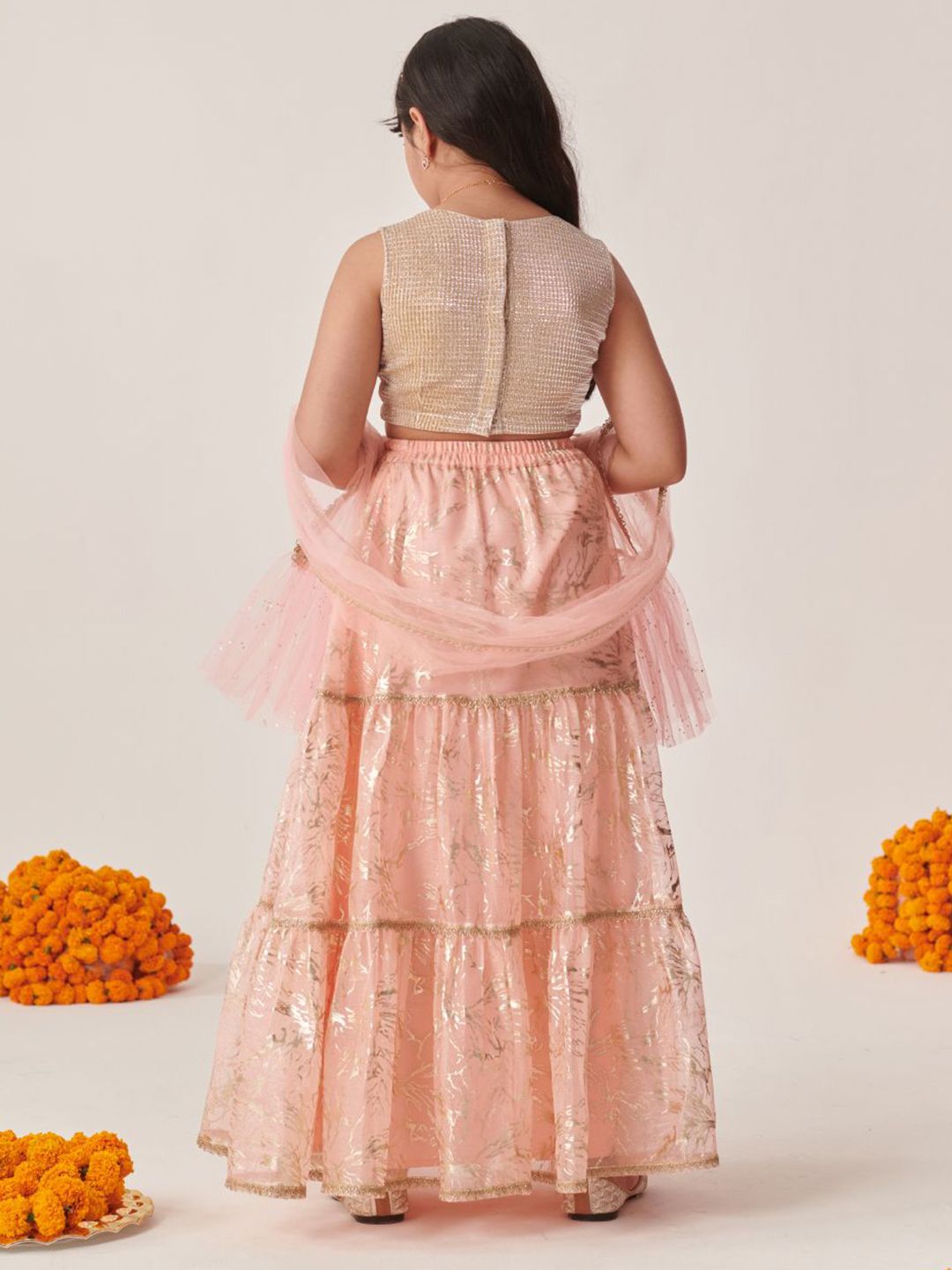 pspeaches Girls Printed Ready to Wear Lehenga & Blouse With Dupatta