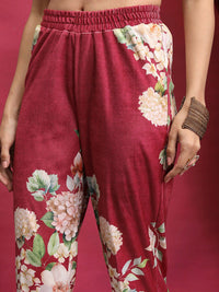 Vishudh Floral Printed Regular Notch Neck Kurta With Palazzos And Dupatta