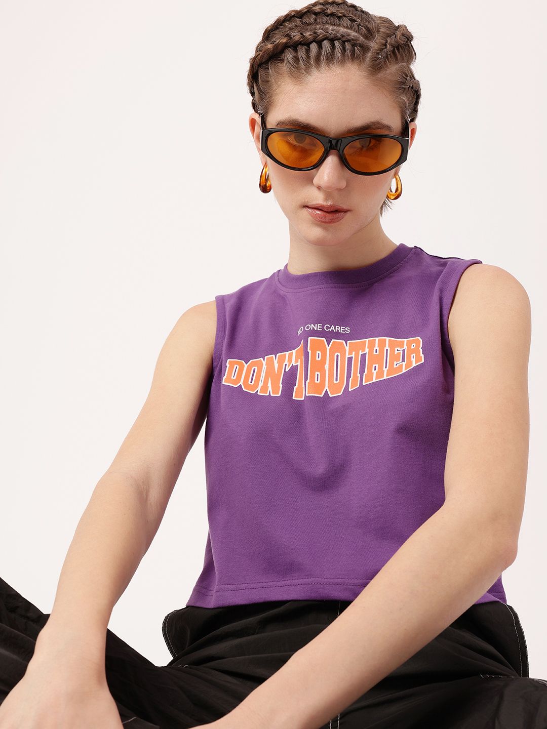 DressBerry Cute Chic Printed Sleeveless Crop T-Shirt