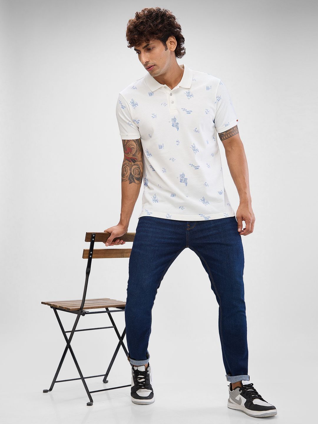 SPYKAR Men Printed Polo Collar Slim Fit T-shirt