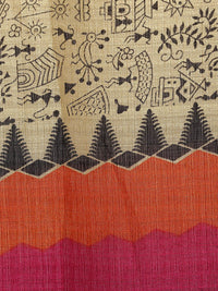 Saree mall Cream-Coloured & Pink Printed Dupatta