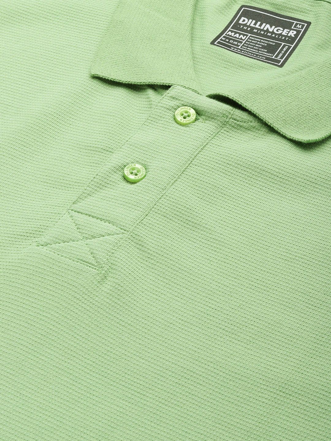 DILLINGER Men Solid Honeycomb Structure Oversized Cotton Polo T-Shirt