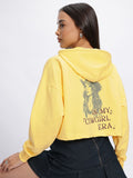 DressBerry Printed Drop-Shoulder Hooded Crop Sweatshirt