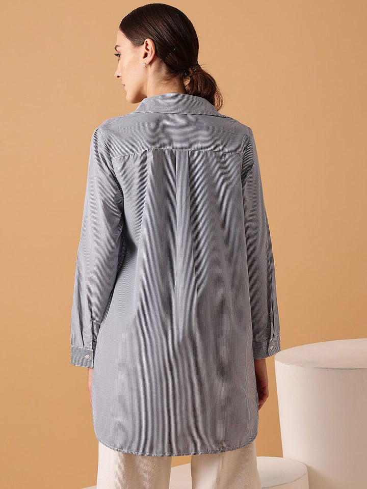 STREET 9 Comfort Striped Oversized Fit Pure Cotton Casual Shirt