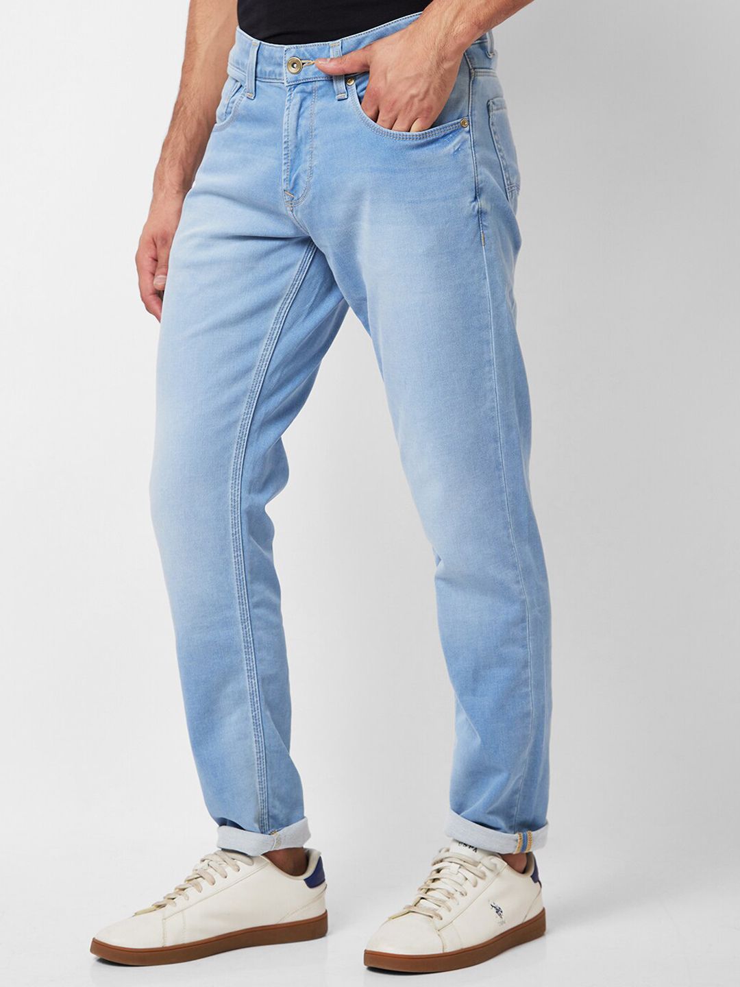 SPYKAR Men Slim Fit Low-Rise Heavy Fade Clean Look Stretchable Jeans