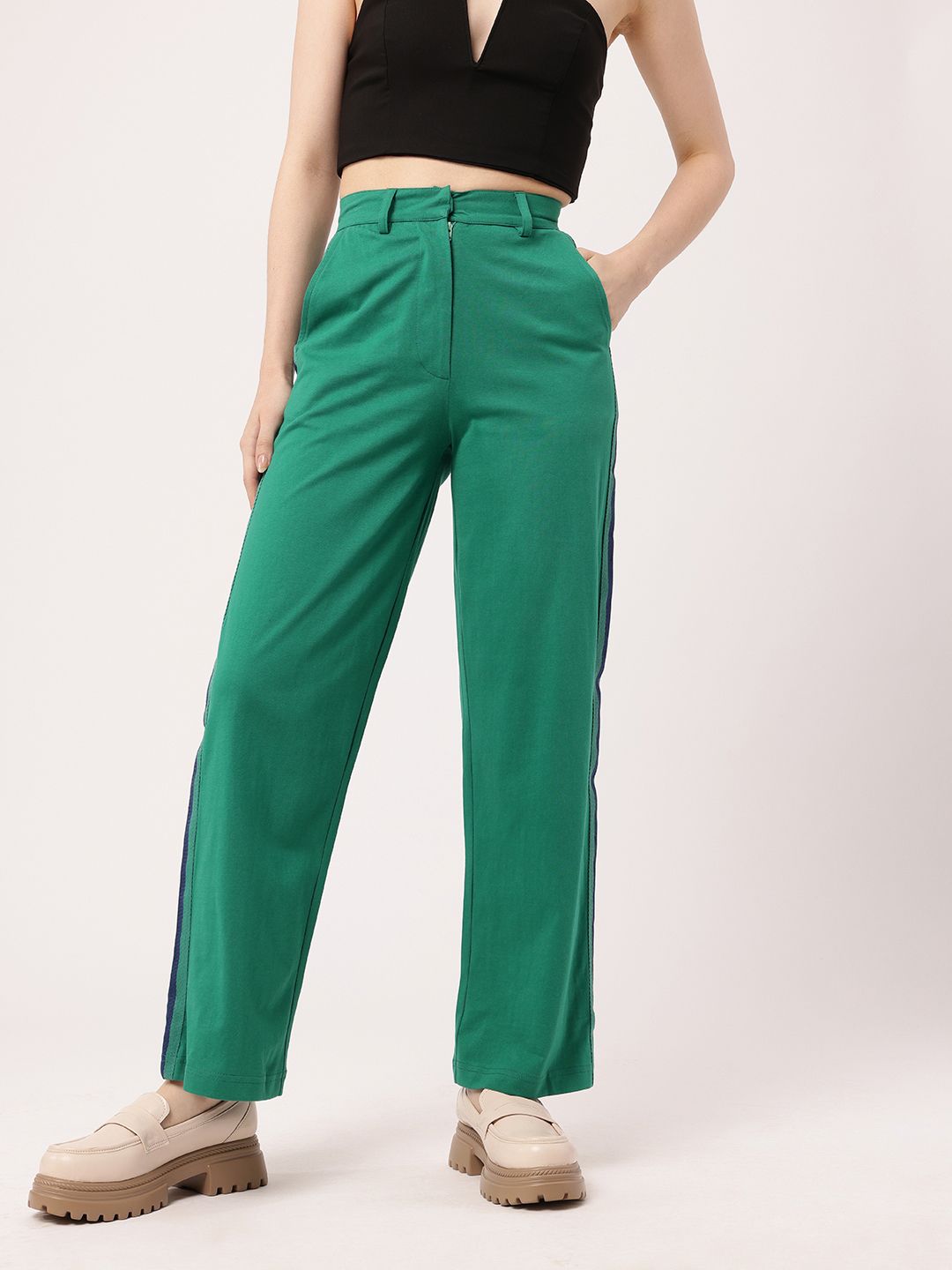 DressBerry Women K-Street Emerald Edge Side Stripes Regular Trousers