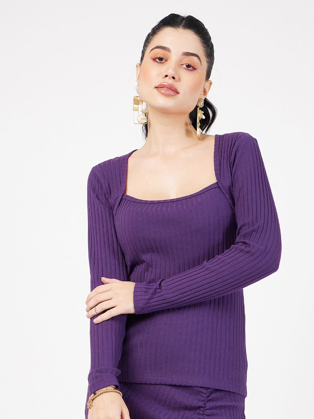 SASSAFRAS Square Neck Ribbed Top