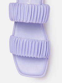 DressBerry Women Pleated Detail Open Toe Flats