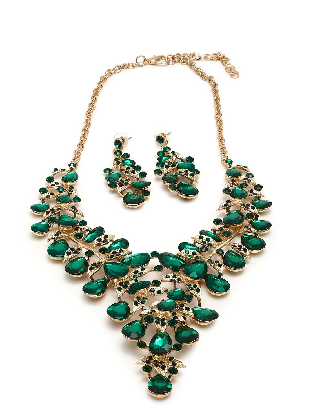 SoHi Women Gold Plated Designer Green Stone and Antings