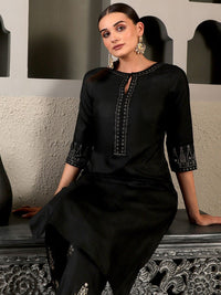 W Solid Silk Kurta With Straight Pant