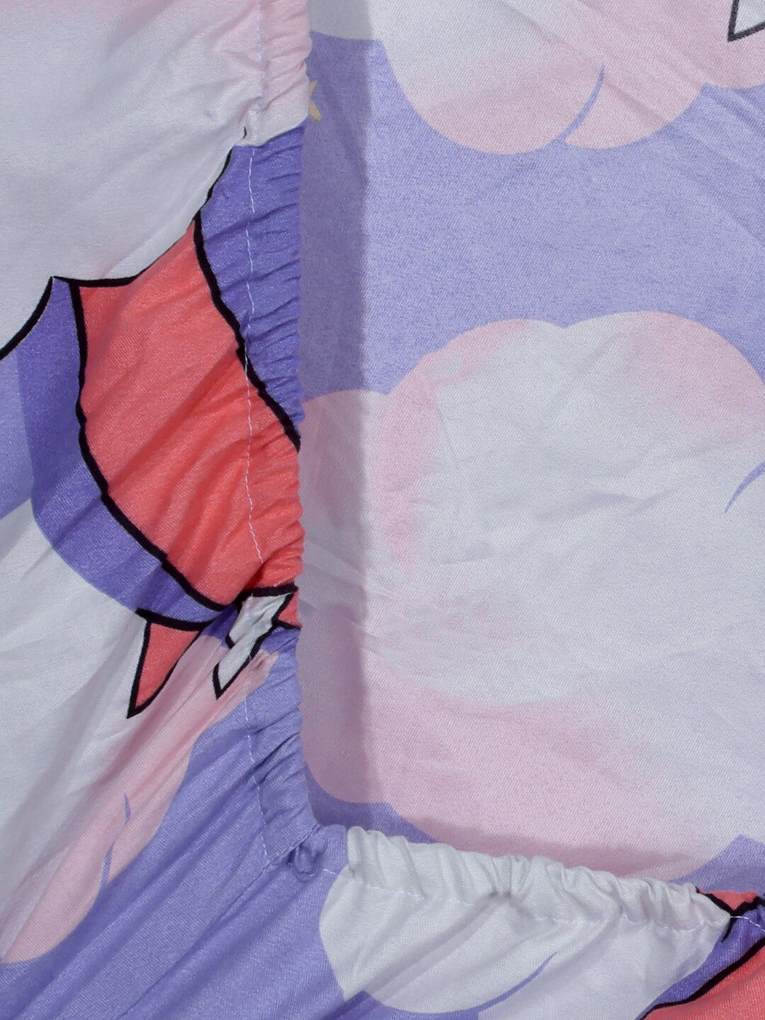 KLOTTHE Multicoloured Graphic Cotton Breathable 300 TC Fitted King Fine Bedsheet with 2 Pillow Covers-98 x 89 inches