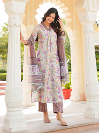 Kalini Floral dicetak lurus kurta dengan seluar dan dupatta