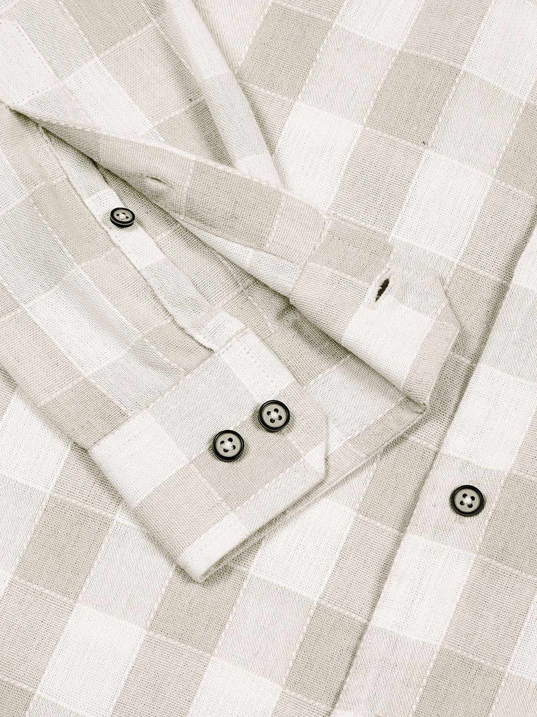 Thomas Scott Men Classic Slim Fit Spread Collar Windowpane Checked Cotton Casual Shirt