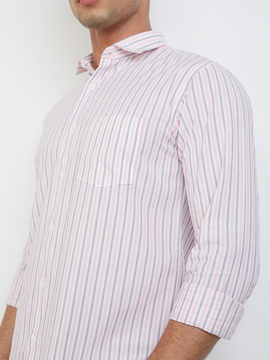 Park Avenue Men Slim Fit Vertical Stripes Opaque Pure Cotton Casual Shirt