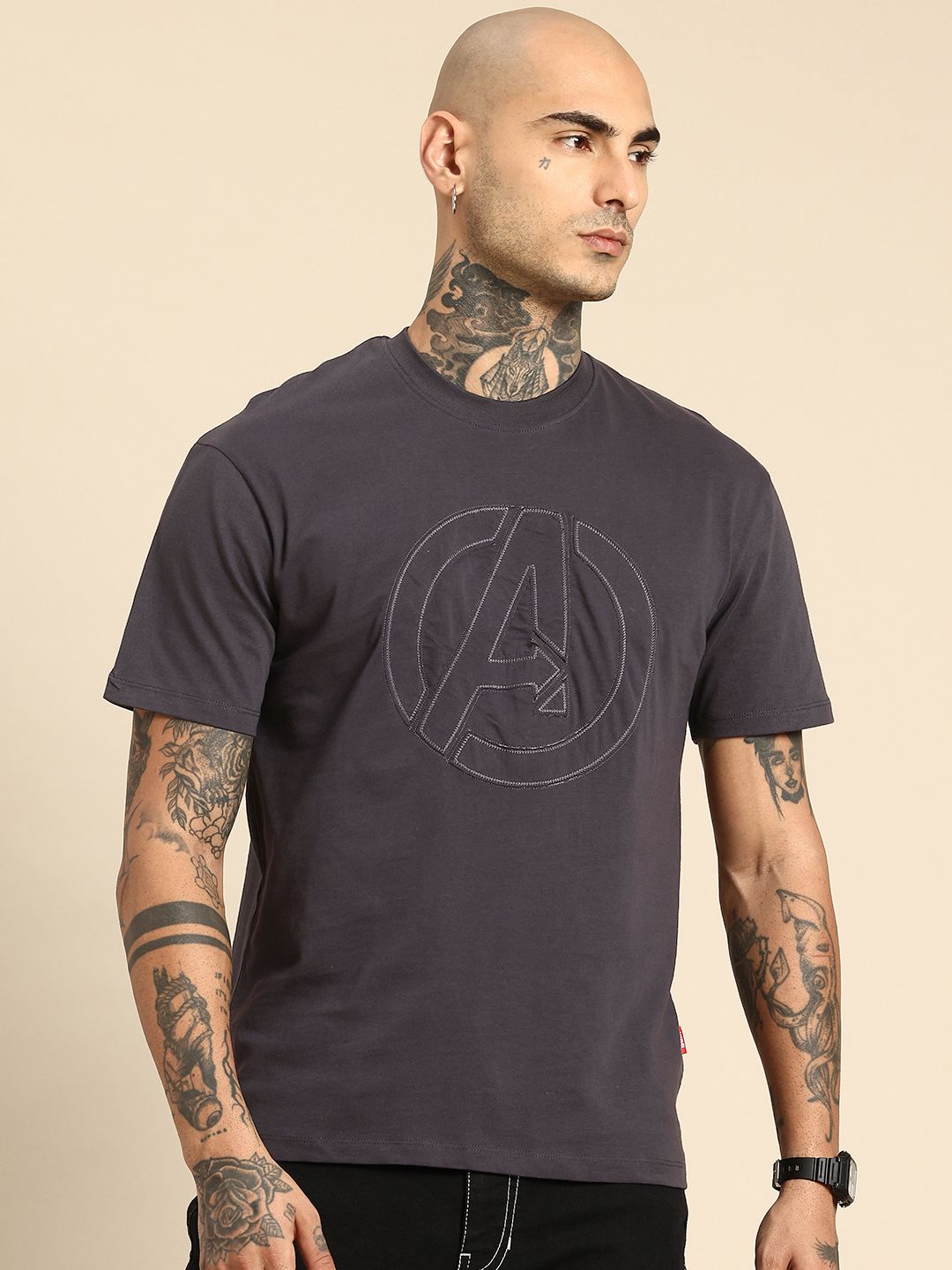 Being Human Pure Cotton Iron Man Printed Relaxed Fit Applique T-shirt