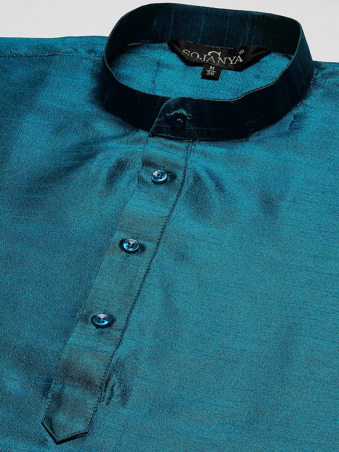 SOJANYA Men Teal Kurta with Churidar