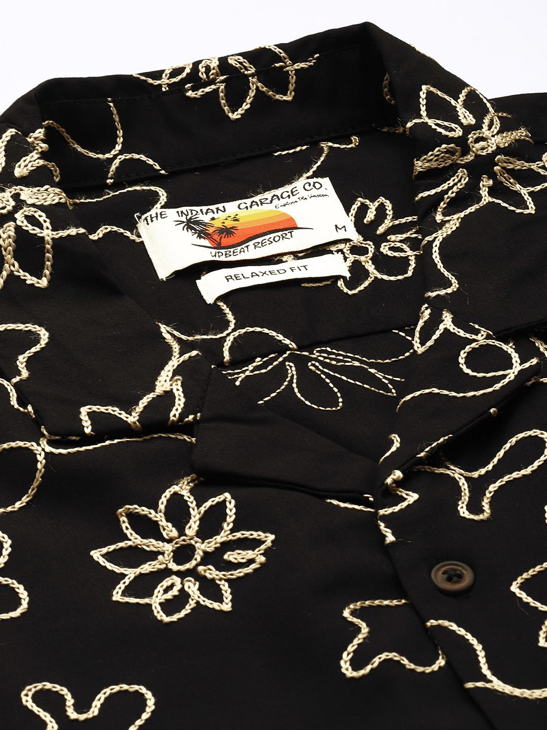 The Indian Garage Co Floral Embroidered Drop-Shoulder Sleeves Relaxed Fit Casual Shirt
