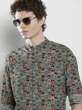 The Indian Garage Co Men Green & Red Printed Cotton Casual Shirt
