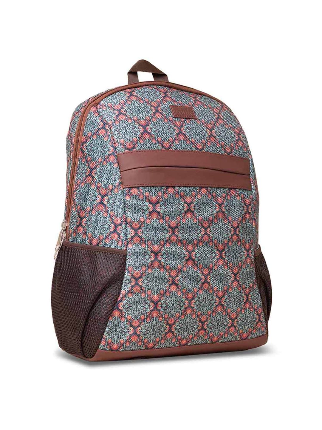 Zouk Wanita Green & Black Geometric Backpack