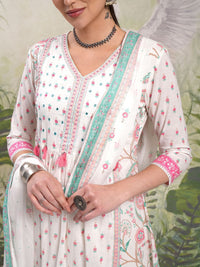 Vishudh Floral Printed Regular Pure Cotton Kurta with Trouser & Dupatta