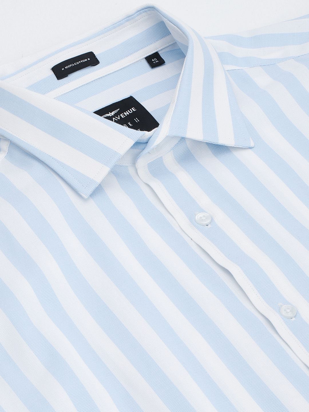 Park Avenue Men Blue & White Slim Fit Striped Formal Shirt