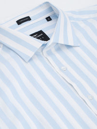 Park Avenue Men Blue & White Slim Fit Striped Formal Shirt